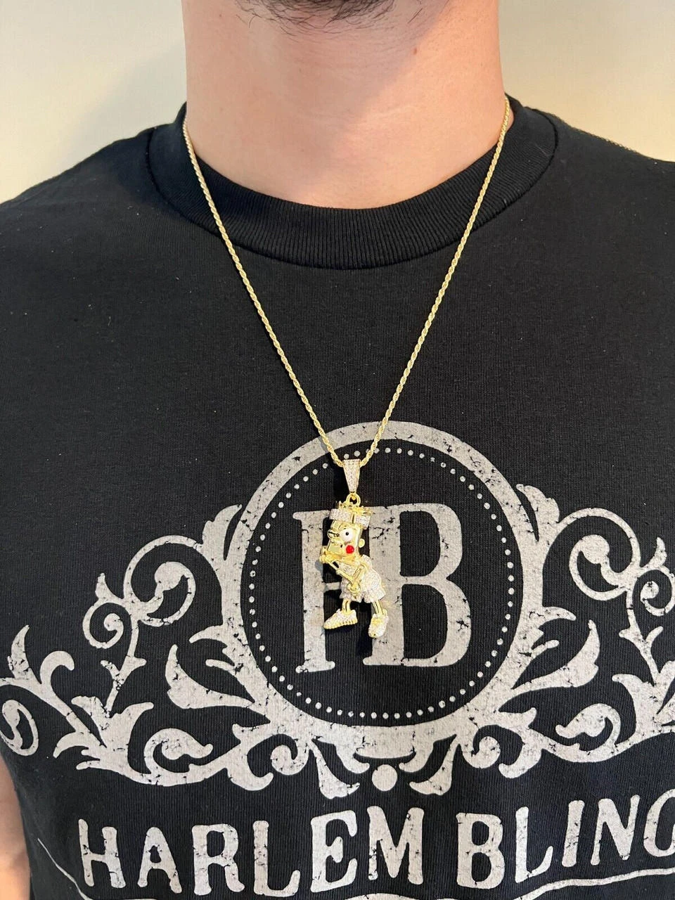 MOISSANITE Real Silver / Gold Iced Bart Simpson Pendant Necklace Diamond Test ✅ 17 MOISSANITE Real Silver / Gold Iced Bart Simpson Pendant Necklace Diamond Test ✅ - Image 15