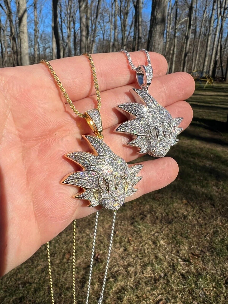 MOISSANITE Real Silver / Gold Iced Goku Saiyan Dragon Ball Z Pendant Necklace 11 MOISSANITE Real Silver / Gold Iced Goku Saiyan Dragon Ball Z Pendant Necklace - Image 9