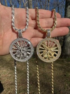 MOISSANITE Real Silver / Gold Michael Archangel Pendant Iced Baguette Medallion 20 MOISSANITE Real Silver / Gold Michael Archangel Pendant Iced Baguette Medallion -Harlem Bling Shop harlembling moissanite real silver gold michael archangel pendant iced baguette medallion 62214.1674235987