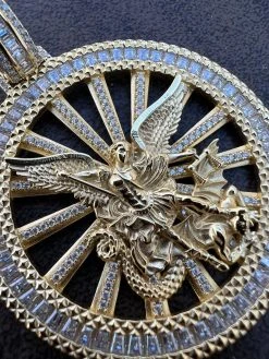 MOISSANITE Real Silver / Gold Michael Archangel Pendant Iced Baguette Medallion 32 MOISSANITE Real Silver / Gold Michael Archangel Pendant Iced Baguette Medallion -Harlem Bling Shop harlembling moissanite real silver gold michael archangel pendant iced baguette medallion 92220.1674235951