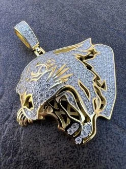 MOISSANITE Real Silver / Gold Panther Puma Cougar Necklace Pass Diamond Test 25 MOISSANITE Real Silver / Gold Panther Puma Cougar Necklace Pass Diamond Test -Harlem Bling Shop harlembling moissanite real silver gold panther puma cougar necklace pass diamond test 09469.1674149396