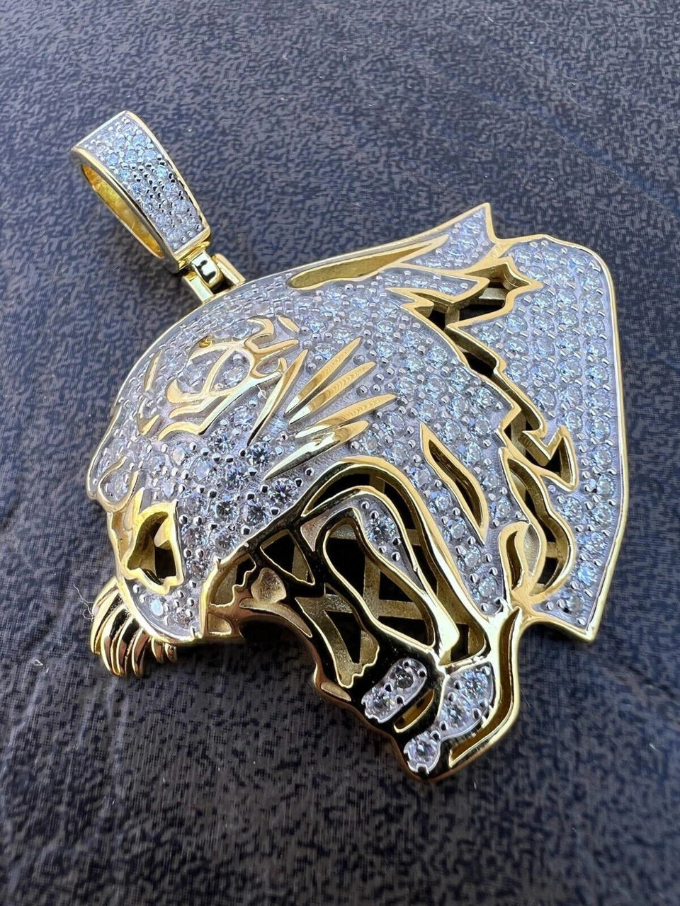 MOISSANITE Real Silver / Gold Panther Puma Cougar Necklace Pass Diamond Test 9 MOISSANITE Real Silver / Gold Panther Puma Cougar Necklace Pass Diamond Test - Image 7