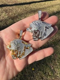 MOISSANITE Real Silver / Gold Panther Puma Cougar Necklace Pass Diamond Test 31 MOISSANITE Real Silver / Gold Panther Puma Cougar Necklace Pass Diamond Test -Harlem Bling Shop harlembling moissanite real silver gold panther puma cougar necklace pass diamond test 63731.1674149357
