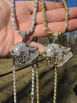 MOISSANITE Real Silver / Gold Panther Puma Cougar Necklace Pass Diamond Test 24 MOISSANITE Real Silver / Gold Panther Puma Cougar Necklace Pass Diamond Test -Harlem Bling Shop harlembling moissanite real silver gold panther puma cougar necklace pass diamond test 67961.1674149474