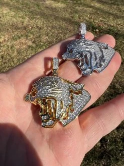 MOISSANITE Real Silver / Gold Panther Puma Cougar Necklace Pass Diamond Test 22 MOISSANITE Real Silver / Gold Panther Puma Cougar Necklace Pass Diamond Test -Harlem Bling Shop harlembling moissanite real silver gold panther puma cougar necklace pass diamond test 83289.1674149430