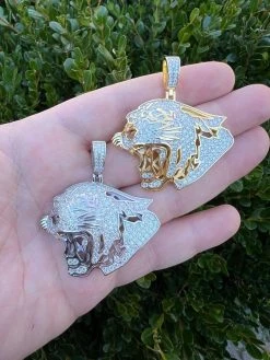 MOISSANITE Real Silver / Gold Panther Puma Cougar Necklace Pass Diamond Test 26 MOISSANITE Real Silver / Gold Panther Puma Cougar Necklace Pass Diamond Test -Harlem Bling Shop harlembling moissanite real silver gold panther puma cougar necklace pass diamond test 96296.1674149349