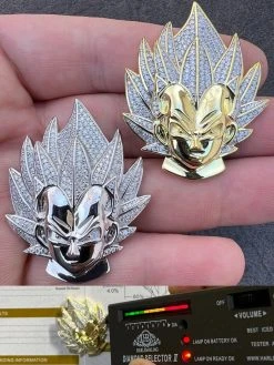 MOISSANITE Real Silver / Gold Plated Iced Goku Super Saiyan Dragon Ball Necklace