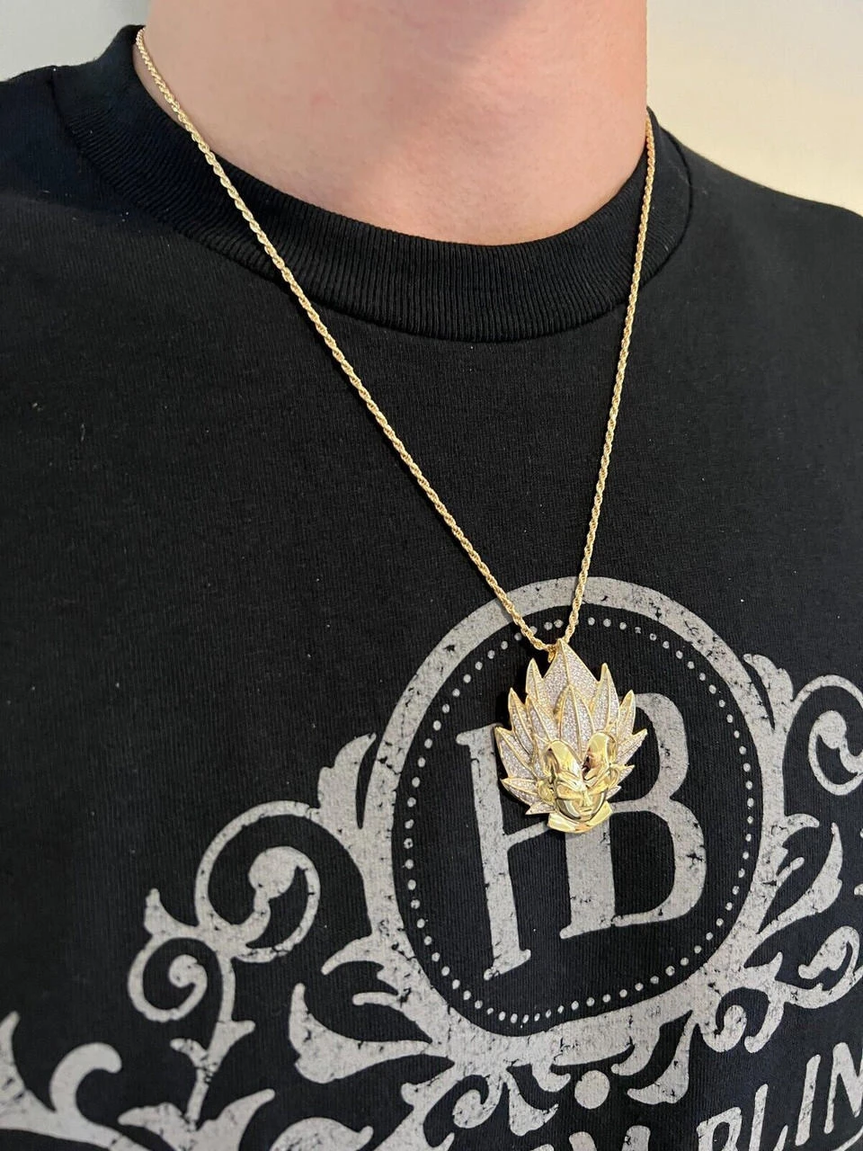MOISSANITE Real Silver / Gold Plated Iced Goku Super Saiyan Dragon Ball Necklace 14 MOISSANITE Real Silver / Gold Plated Iced Goku Super Saiyan Dragon Ball Necklace - Image 12