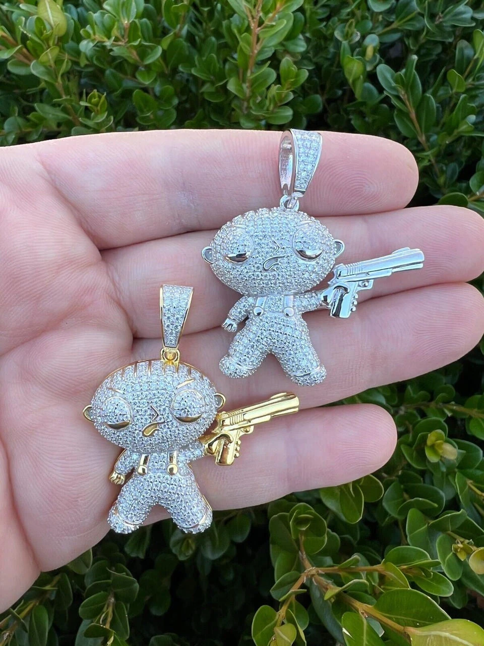 MOISSANITE Real Silver / Gold Stewie Griffin Family Guy Necklace Diamond Test ✅ 9 MOISSANITE Real Silver / Gold Stewie Griffin Family Guy Necklace Diamond Test ✅ - Image 7