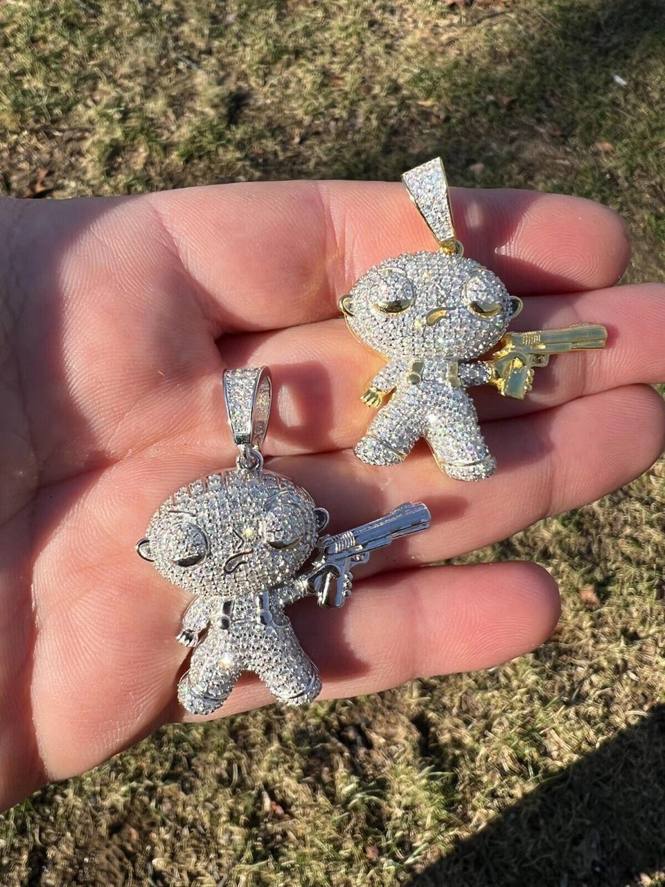 MOISSANITE Real Silver / Gold Stewie Griffin Family Guy Necklace Diamond Test ✅ 17 MOISSANITE Real Silver / Gold Stewie Griffin Family Guy Necklace Diamond Test ✅ - Image 15