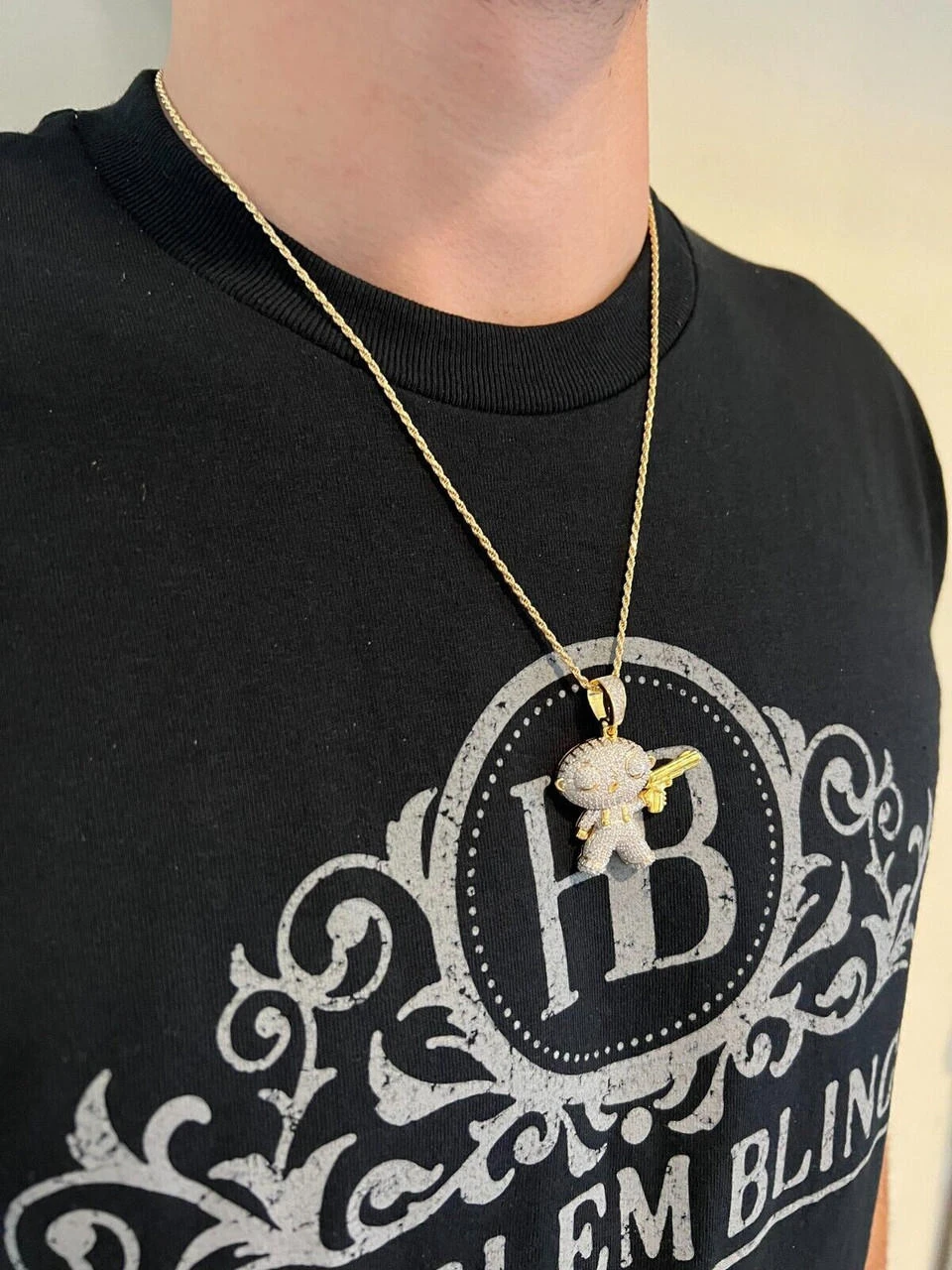 MOISSANITE Real Silver / Gold Stewie Griffin Family Guy Necklace Diamond Test ✅ 20 MOISSANITE Real Silver / Gold Stewie Griffin Family Guy Necklace Diamond Test ✅ - Image 18