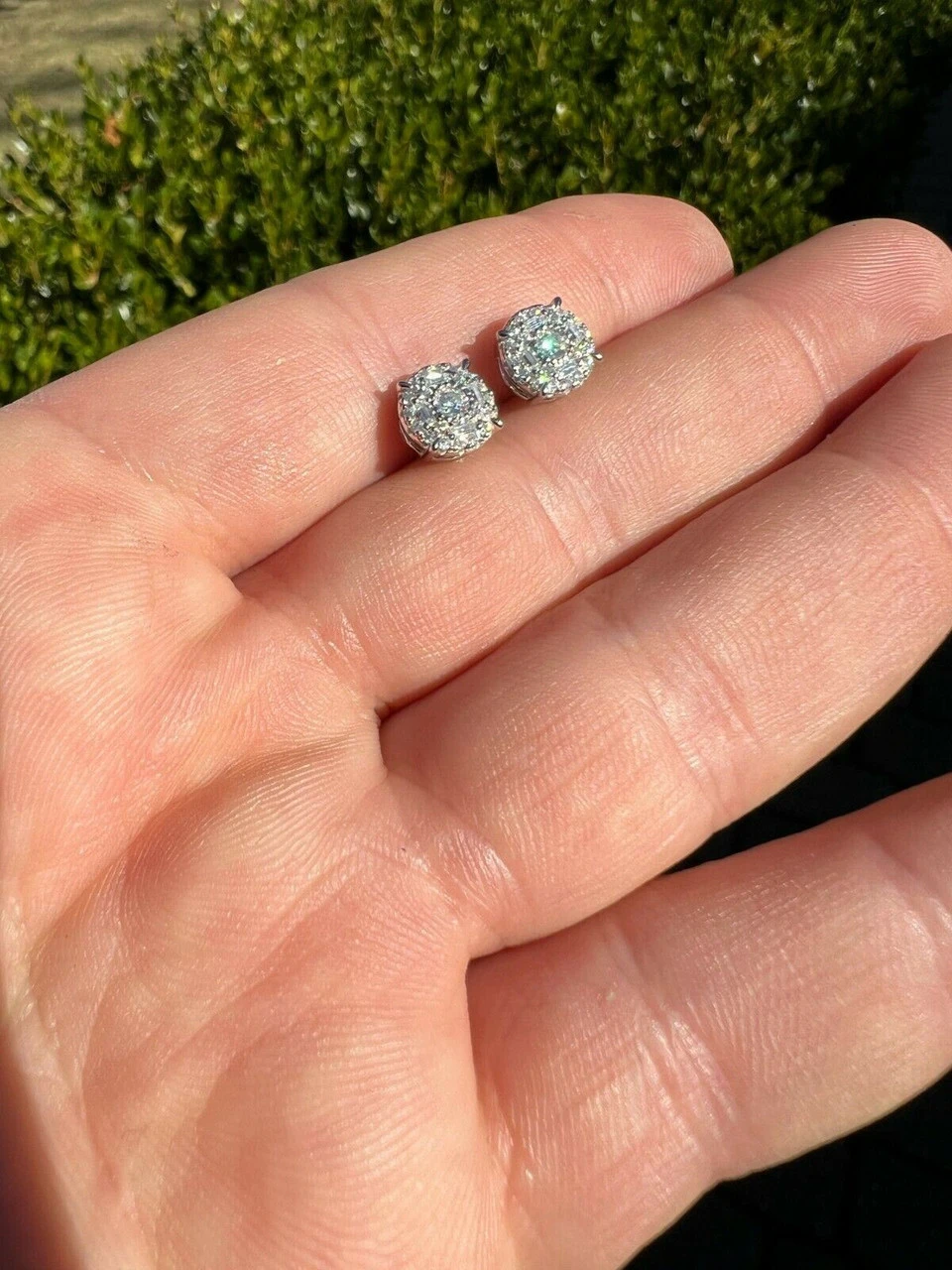 Moissanite Real Silver Hip Hop 8mm Earrings Round Cluster Stud Pass Diamond Test 8 Moissanite Real Silver Hip Hop 8mm Earrings Round Cluster Stud Pass Diamond Test - Image 6