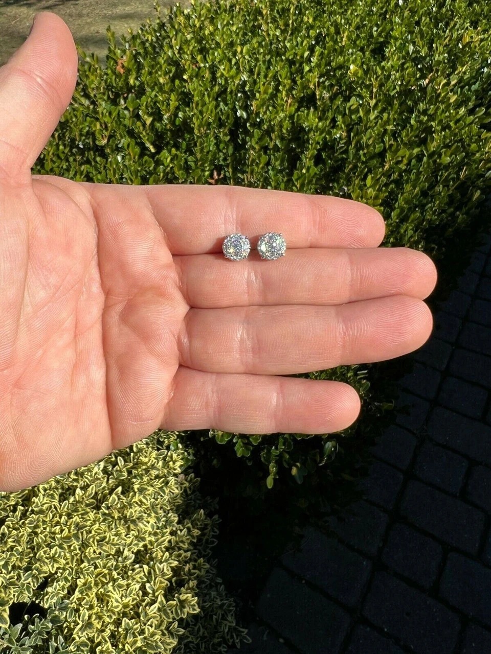 Moissanite Real Silver Hip Hop 8mm Earrings Round Cluster Stud Pass Diamond Test 12 Moissanite Real Silver Hip Hop 8mm Earrings Round Cluster Stud Pass Diamond Test - Image 10