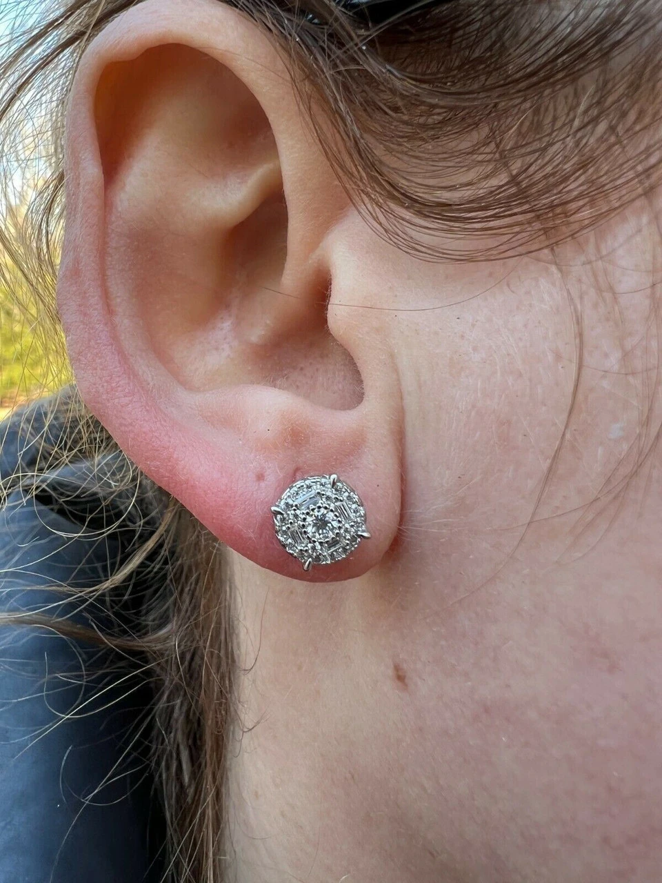 Moissanite Real Silver Hip Hop 8mm Earrings Round Cluster Stud Pass Diamond Test 5 Moissanite Real Silver Hip Hop 8mm Earrings Round Cluster Stud Pass Diamond Test - Image 3