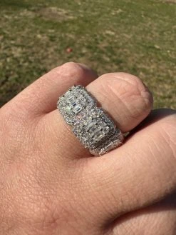 MOISSANITE Real Solid 925 Silver Mens Baguette Pinky RING Iced 12mm Wedding Band -Harlem Bling Shop harlembling moissanite real solid 925 silver mens baguette pinky ring iced 12mm wedding band 18018.1680291946