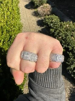 MOISSANITE Real Solid 925 Silver Mens Baguette Pinky RING Iced 12mm Wedding Band -Harlem Bling Shop harlembling moissanite real solid 925 silver mens baguette pinky ring iced 12mm wedding band 31756.1680291917