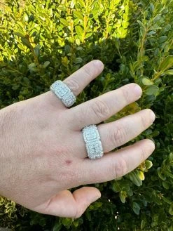 MOISSANITE Real Solid 925 Silver Mens Baguette Pinky RING Iced 12mm Wedding Band -Harlem Bling Shop harlembling moissanite real solid 925 silver mens baguette pinky ring iced 12mm wedding band 42779.1680291837