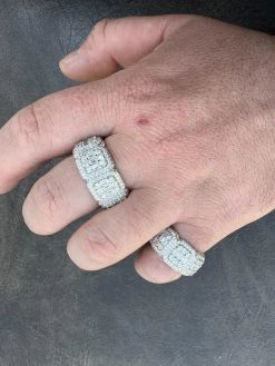 MOISSANITE Real Solid 925 Silver Mens Baguette Pinky RING Iced 12mm Wedding Band -Harlem Bling Shop harlembling moissanite real solid 925 silver mens baguette pinky ring iced 12mm wedding band 53776.1680292091