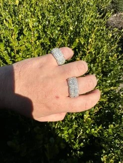 MOISSANITE Real Solid 925 Silver Mens Baguette Pinky RING Iced 12mm Wedding Band -Harlem Bling Shop harlembling moissanite real solid 925 silver mens baguette pinky ring iced 12mm wedding band 61845.1680291975