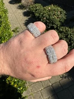 MOISSANITE Real Solid 925 Silver Mens Baguette Pinky RING Iced 12mm Wedding Band -Harlem Bling Shop harlembling moissanite real solid 925 silver mens baguette pinky ring iced 12mm wedding band 64451.1680291960