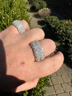 MOISSANITE Real Solid 925 Silver Mens Baguette Pinky RING Iced 12mm Wedding Band -Harlem Bling Shop harlembling moissanite real solid 925 silver mens baguette pinky ring iced 12mm wedding band 66308.1680291920