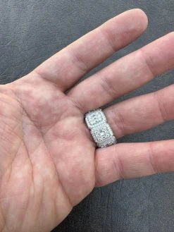 MOISSANITE Real Solid 925 Silver Mens Baguette Pinky RING Iced 12mm Wedding Band -Harlem Bling Shop harlembling moissanite real solid 925 silver mens baguette pinky ring iced 12mm wedding band 77819.1680291898