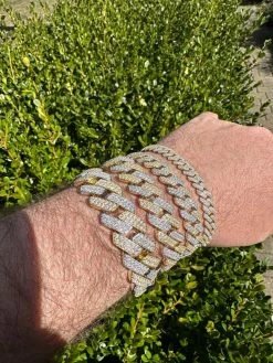 MOISSANITE Real Solid Miami Cuban Link Prong Bracelet Iced 14k Gold & 925 Silver -Harlem Bling Shop harlembling moissanite real solid miami cuban link prong bracelet iced 14k gold and 925 silver 04018.1678474817