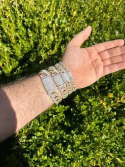 MOISSANITE Real Solid Miami Cuban Link Prong Bracelet Iced 14k Gold & 925 Silver -Harlem Bling Shop harlembling moissanite real solid miami cuban link prong bracelet iced 14k gold and 925 silver 06340.1678474745