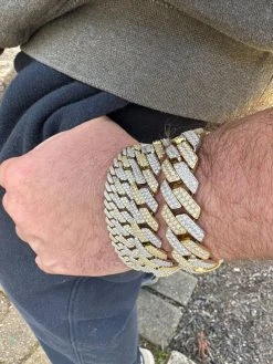 MOISSANITE Real Solid Miami Cuban Link Prong Bracelet Iced 14k Gold & 925 Silver -Harlem Bling Shop harlembling moissanite real solid miami cuban link prong bracelet iced 14k gold and 925 silver 09041.1678474802