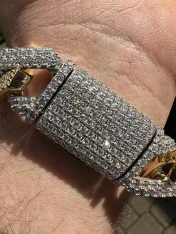 MOISSANITE Real Solid Miami Cuban Link Prong Bracelet Iced 14k Gold & 925 Silver -Harlem Bling Shop harlembling moissanite real solid miami cuban link prong bracelet iced 14k gold and 925 silver 43992.1678474583