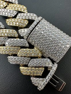 MOISSANITE Real Solid Miami Cuban Link Prong Bracelet Iced 14k Gold & 925 Silver -Harlem Bling Shop harlembling moissanite real solid miami cuban link prong bracelet iced 14k gold and 925 silver 56940.1678474806