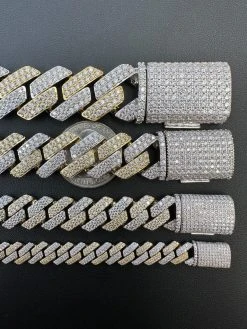 MOISSANITE Real Solid Miami Cuban Link Prong Bracelet Iced 14k Gold & 925 Silver -Harlem Bling Shop harlembling moissanite real solid miami cuban link prong bracelet iced 14k gold and 925 silver 85159.1678474836