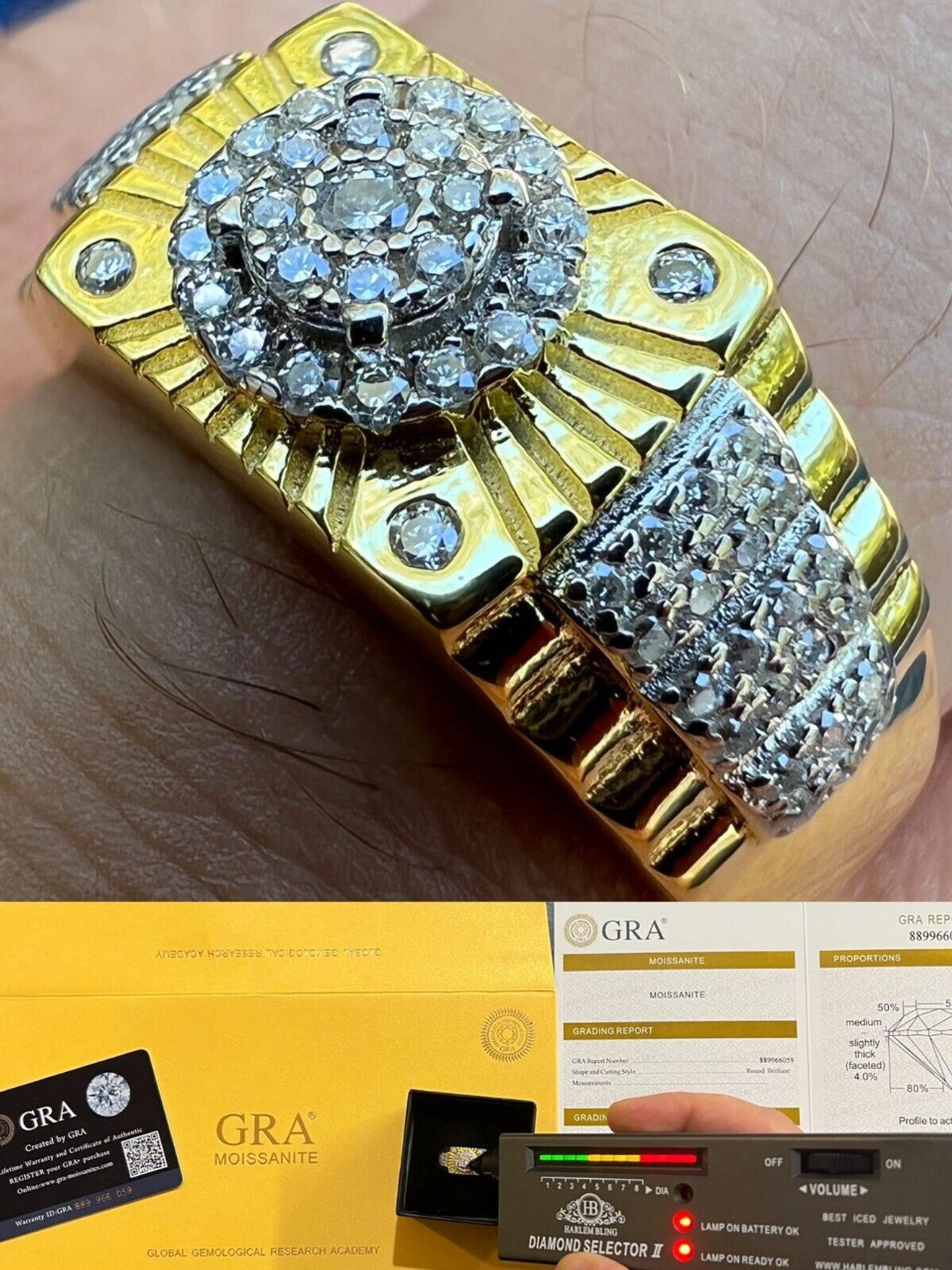 Moissanite Ring 14k Gold Plated Real 925 Silver Iced Hip Hop Star Diamond Cut 3 Moissanite Ring 14k Gold Plated Real 925 Silver Iced Hip Hop Star Diamond Cut