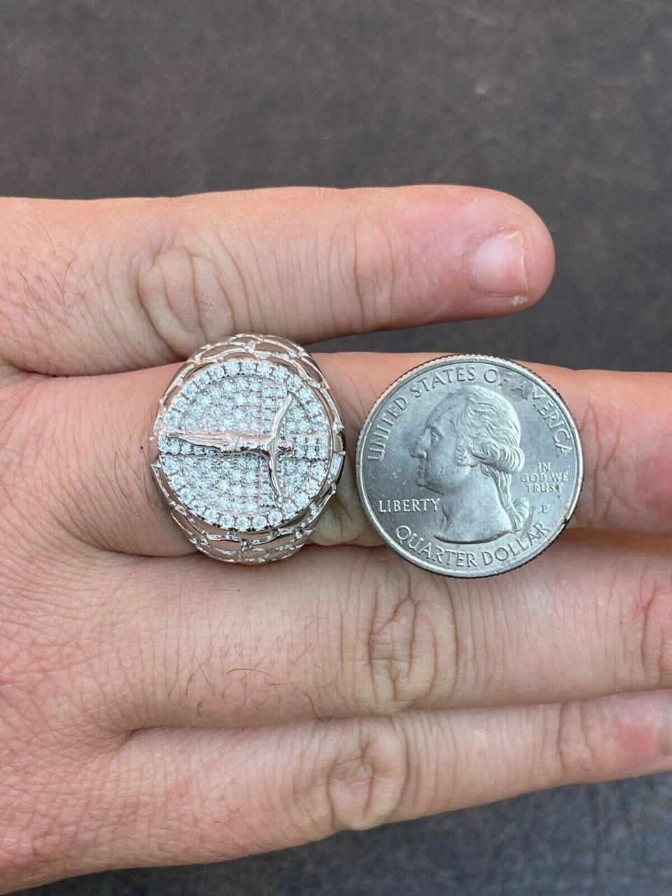 Moissanite Ring Jesus On Cross Real 925 Silver Hip Hop Iced Pass Diamond Tester 9 Moissanite Ring Jesus On Cross Real 925 Silver Hip Hop Iced Pass Diamond Tester - Image 7