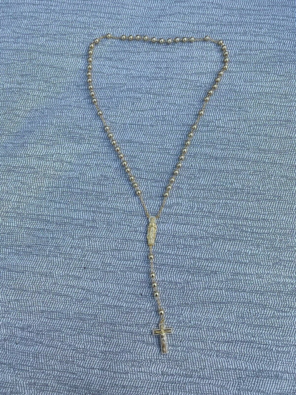 MOISSANITE Rosary Beads Necklace 14k Gold Vermeil 925 Silver Rosario Jesus 30" 8 MOISSANITE Rosary Beads Necklace 14k Gold Vermeil 925 Silver Rosario Jesus 30" - Image 6