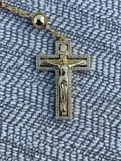 MOISSANITE Rosary Beads Necklace 14k Gold Vermeil 925 Silver Rosario Jesus 30" 22 MOISSANITE Rosary Beads Necklace 14k Gold Vermeil 925 Silver Rosario Jesus 30" -Harlem Bling Shop harlembling moissanite rosary beads necklace 14k gold vermeil 925 silver rosario jesus 30 69616.1664374791