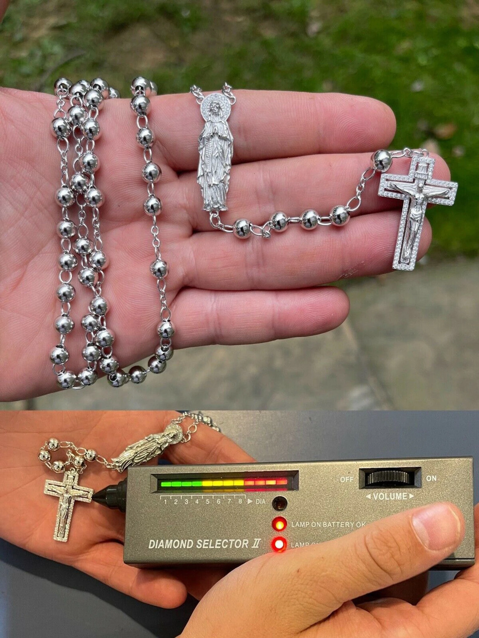 MOISSANITE Rosary Beads Necklace Real 925 Sterling Silver Rosario Jesus 30" 6mm 3 MOISSANITE Rosary Beads Necklace Real 925 Sterling Silver Rosario Jesus 30" 6mm