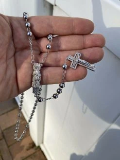 MOISSANITE Rosary Beads Necklace Real 925 Sterling Silver Rosario Jesus 30" 6mm 15 MOISSANITE Rosary Beads Necklace Real 925 Sterling Silver Rosario Jesus 30" 6mm -Harlem Bling Shop harlembling moissanite rosary beads necklace real 925 sterling silver rosario jesus 30 6mm 83392.1665669981