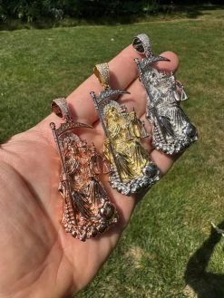 MOISSANITE Santa Muerte Grim Reaper Pendant 925 Silver / 14k Gold Rose Necklace 34 MOISSANITE Santa Muerte Grim Reaper Pendant 925 Silver / 14k Gold Rose Necklace -Harlem Bling Shop harlembling moissanite santa muerte grim reaper pendant 925 silver 14k gold rose necklace 11586.1689723470