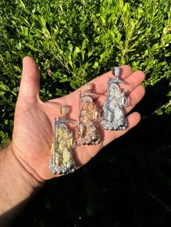 MOISSANITE Santa Muerte Grim Reaper Pendant 925 Silver / 14k Gold Rose Necklace 33 MOISSANITE Santa Muerte Grim Reaper Pendant 925 Silver / 14k Gold Rose Necklace -Harlem Bling Shop harlembling moissanite santa muerte grim reaper pendant 925 silver 14k gold rose necklace 12862.1689723506