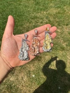 MOISSANITE Santa Muerte Grim Reaper Pendant 925 Silver / 14k Gold Rose Necklace 40 MOISSANITE Santa Muerte Grim Reaper Pendant 925 Silver / 14k Gold Rose Necklace -Harlem Bling Shop harlembling moissanite santa muerte grim reaper pendant 925 silver 14k gold rose necklace 35789.1689723468