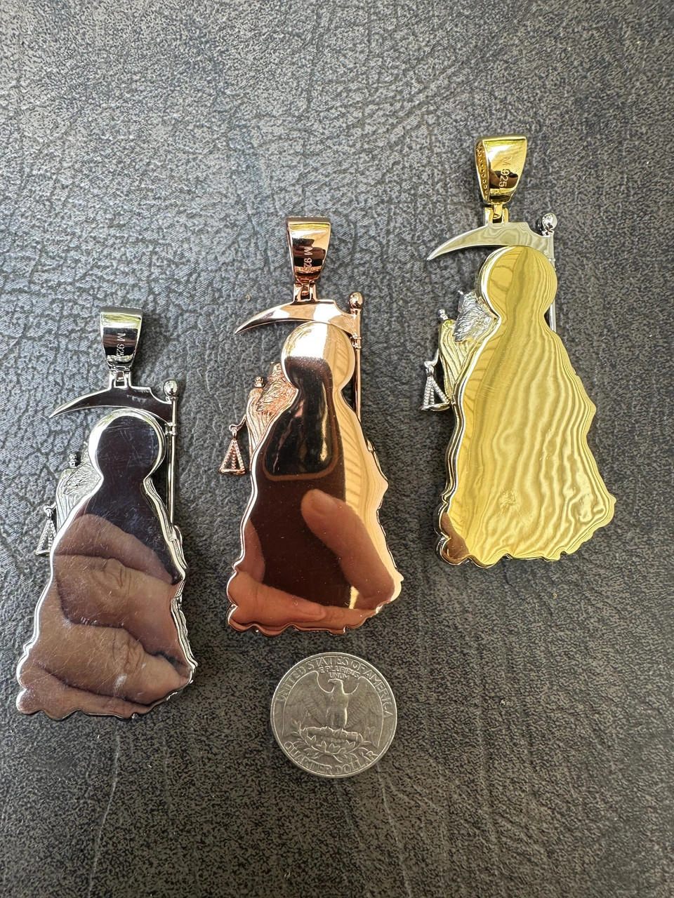 MOISSANITE Santa Muerte Grim Reaper Pendant 925 Silver / 14k Gold Rose Necklace 7 MOISSANITE Santa Muerte Grim Reaper Pendant 925 Silver / 14k Gold Rose Necklace - Image 5