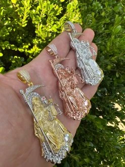 MOISSANITE Santa Muerte Grim Reaper Pendant 925 Silver / 14k Gold Rose Necklace 32 MOISSANITE Santa Muerte Grim Reaper Pendant 925 Silver / 14k Gold Rose Necklace -Harlem Bling Shop harlembling moissanite santa muerte grim reaper pendant 925 silver 14k gold rose necklace 82504.1689723474