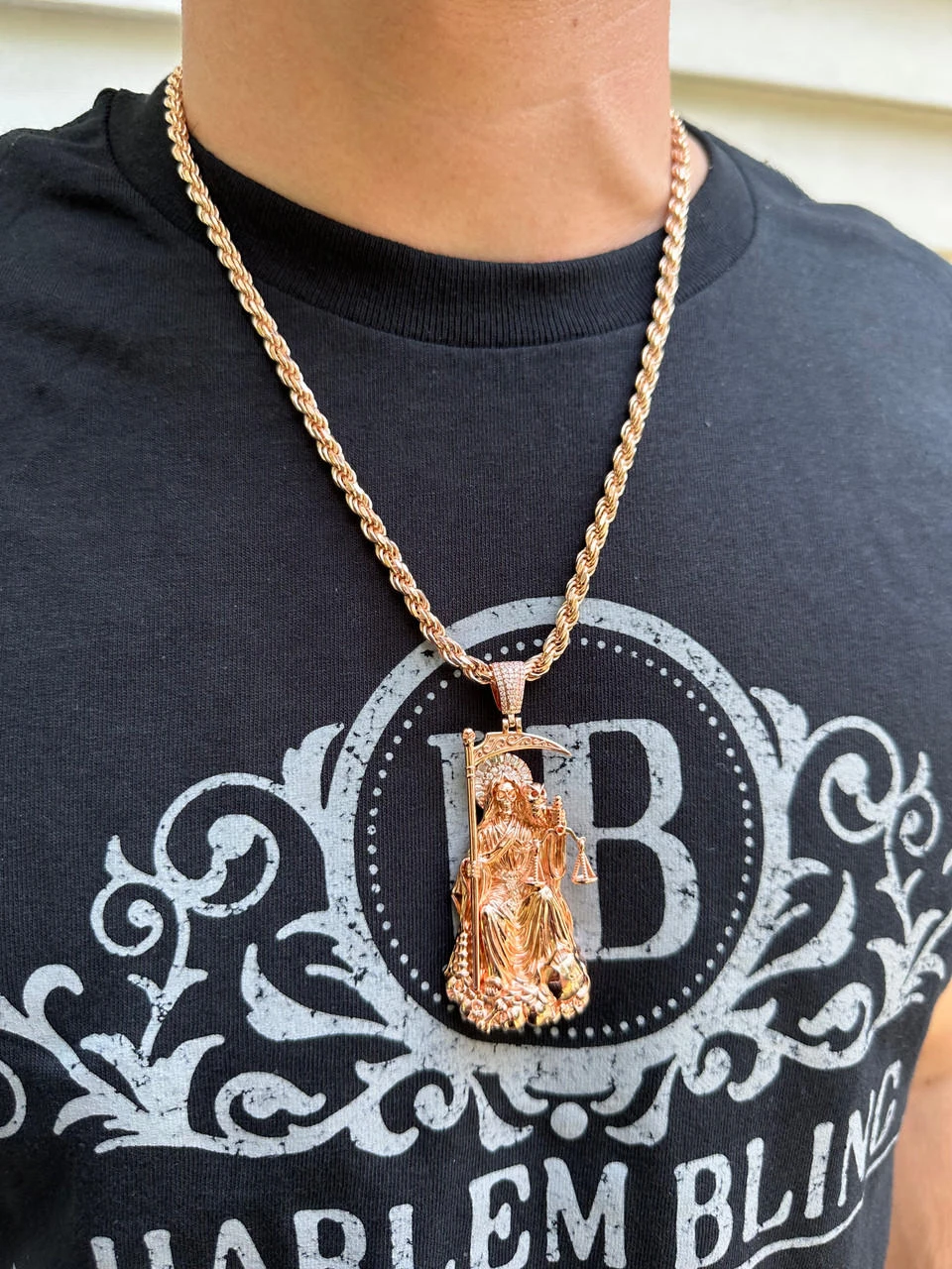 MOISSANITE Santa Muerte Grim Reaper Pendant 925 Silver / 14k Gold Rose Necklace 22 MOISSANITE Santa Muerte Grim Reaper Pendant 925 Silver / 14k Gold Rose Necklace - Image 20