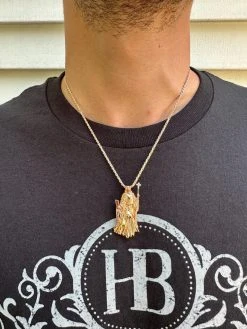 MOISSANITE Santa Muerte Grim Reaper Pendant Skull & AK47 Gun 925 Silver Necklace -Harlem Bling Shop harlembling moissanite santa muerte grim reaper pendant skull and ak47 gun 925 silver necklace 05178.1688771955