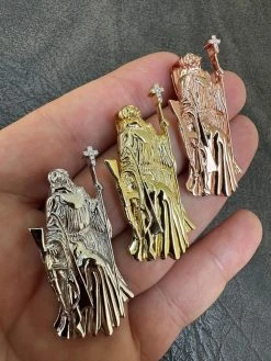 MOISSANITE Santa Muerte Grim Reaper Pendant Skull & AK47 Gun 925 Silver Necklace -Harlem Bling Shop harlembling moissanite santa muerte grim reaper pendant skull and ak47 gun 925 silver necklace 14812.1688771699