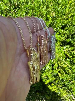 MOISSANITE Santa Muerte Grim Reaper Pendant Skull & AK47 Gun 925 Silver Necklace -Harlem Bling Shop harlembling moissanite santa muerte grim reaper pendant skull and ak47 gun 925 silver necklace 48434.1688771832