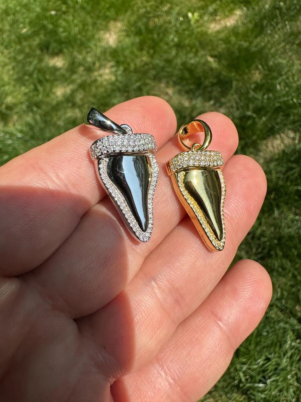 MOISSANITE Shark Tooth Iced Pendant 925 Silver / Gold Plated Hip Hop Necklace 20 MOISSANITE Shark Tooth Iced Pendant 925 Silver / Gold Plated Hip Hop Necklace - Image 18
