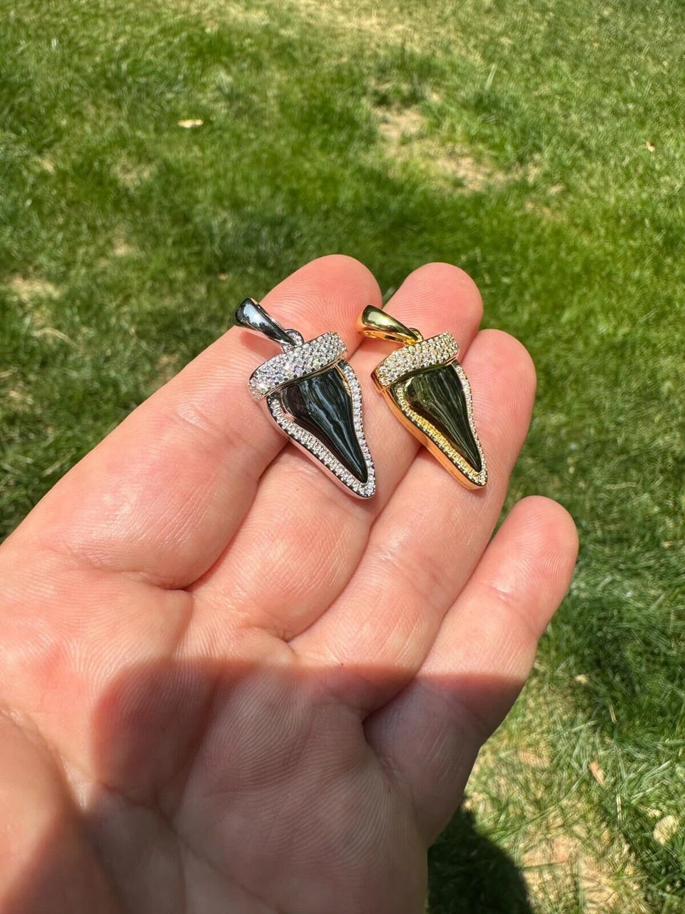 MOISSANITE Shark Tooth Iced Pendant 925 Silver / Gold Plated Hip Hop Necklace 8 MOISSANITE Shark Tooth Iced Pendant 925 Silver / Gold Plated Hip Hop Necklace - Image 6