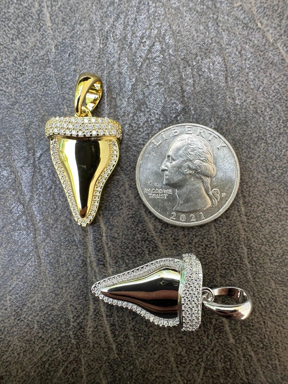 MOISSANITE Shark Tooth Iced Pendant 925 Silver / Gold Plated Hip Hop Necklace 14 MOISSANITE Shark Tooth Iced Pendant 925 Silver / Gold Plated Hip Hop Necklace - Image 12